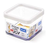 Rotho Loft boîte de rangement carrée de 0,5l avec couvercle et scellé, Plastique (PP) sans BPA, transparent/blanc, 0.5l (10.0 x 10.0 x 7.2 cm)