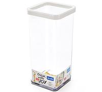Rotho Loft boîte de rangement carrée de 1,5l avec couvercle et scellé, Plastique (PP) sans BPA, transparent/blanc, 1.5l (10.0 x 10.0 x 21.4 cm)