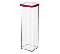 Rotho Loft boîte de rangement carrée de 2l avec couvercle et scellé, Plastique (PP) sans BPA, transparent/rouge, 2l (10.0 x 10.0 x 28.5 cm)