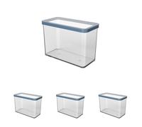 Rotho Loft boîte de rangement rectangulaire de 2,1l avec couvercle et scellé, plastique de qualité alimentaire (PP) sans BPA, transparent/bleu, 2.1l (20.0 x 10.0 x 14.2 cm) (Lot de 4)