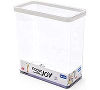 Rotho Loft boîte de rangement rectangulaire de 3,2l avec couvercle et scellé, Plastique (PP) sans BPA, transparent / blanc, 3,2l (20,0 x 10,0 x 21,4 cm)