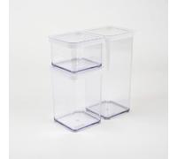 Rotho Loft Lot de 3 boîtes de conservation en plastique alimentaire (SAN) sans BPA, transparent/blanc, 1 x 0,5 l + 1 x 1 l + 1 x 1,5 l (21,2 x 11,4 x 23,5 cm)