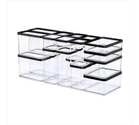 Rotho LOFT Set de boîtes de conservation 12 pièces LOFT, plastique (PP) sans BPA, transparent-noir, 2x 2,25 l, 4x 2,1 l, 3x 1,5l, 7x 1,0 l, 8x 0,5 l