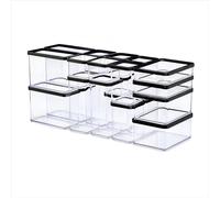 Rotho LOFT Set de boîtes de conservation 12 pièces LOFT, plastique (PP) sans BPA, transparent-noir, 2x 2,25 l, 4x 2,1 l, 3x 1,5l, 7x 1,0 l, 8x 0,5 l