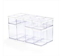 Rotho LOFT Lot de 12 boîtes de conservation avec couvercle, empilables, sans arômes, passent au lave-vaisselle, 40 × 20 × 21,4 cm, transparent/blanc
