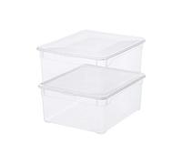Rotho Lot de 2 Pull Clear Box 18 L Couverture QR Code AppMyBox-2 x 18 L. Volume (Lxlxh) 40x33,5x17 cm Boîte de rangement transparente en plasti