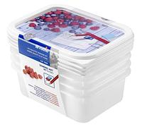 Rotho Lot de 4 bocaux de congélation Domino de 0,5 l avec motif inscriptible sur le couvercle, plastique (PP) sans BPA, blanc, 4 x 0,5 l (15,7 x 11,8 x 5,5 cm)