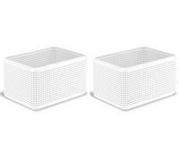 Rotho Madei Boîte de rangement, Plastique Polypropylène, Blanc, 13 L (Lot de 2)