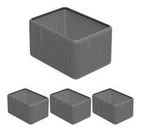 Rotho Madei Panier de rangement 13l, Plastique (PP) sans BPA, anthracite, 13l (32.6 x 23.8 x 18.8 cm) (Lot de 4)