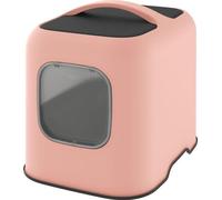 ROTHO Maison toilette pour chat - 51 x 39 x 40 cm - Bac a litiere - Rose