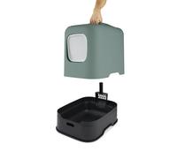Rotho MyPet Biala Litière pour Chat avec Couvercle et Pelle en Plastique recyclé Vert/Anthracite