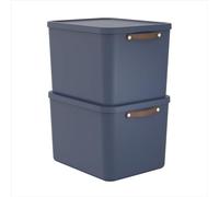 Rotho Maloja Lot de 2 boîtes de rangement 55 l avec couvercle 53,5 x 40 x 34 cm (L x l x H)