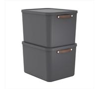 Rotho Maloja Lot de 2 boîtes de rangement 55 l avec couvercle 53,5 x 40 x 34 cm (L x l x H)