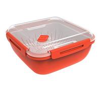 Rotho Memory Microwave Cuiseur à vapeur 1,7l avec tamis pour micro-ondes et cuiseur à vapeur, Plastique (PP) sans BPA, rouge/transparent, 1.7l (19.5 x 19.5 x 9.1 cm)