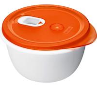 Rotho Micro Clever boîte à micro-ondes 1,6l avec couvercle et valve, plastique (PP) sans BPA, rouge/blanc, 1,6l (19,0 x 19,0 x 10,5 cm)