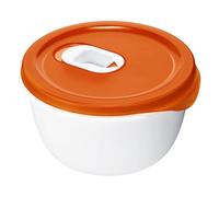 Rotho Micro Clever Mikrowellen-Schüssel 0,8l mit Deckel und Ventil, Kunststoff (PP) BPA-frei, rot/weiss, 0,8l (16,0 x 16,0 x 8,5 cm)