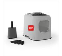 Rotho MyPet Bea Litière pour chats avec couvercle et pelle, en plastique (PP recyclé), (51,0 x 39,5 x 44,3 cm) (Gris)