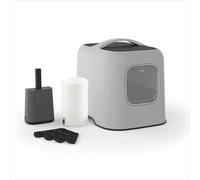 Rotho MyPet BEA Protect Bac à litière pour chat avec couvercle, kit de nettoyage, filtre à charbon actif + 4 filtres de rechange et protection anti-éclaboussures supplémentaire pour chats à jet élevé