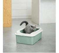 Rotho Mypet Bonnie - Bac à litière avec rebords anti-projections et couvercle perforé - 57.2 x 39.3 x 20.9 cm - Plastique recyclé sans BPA - Vert