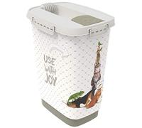 Rotho MyPet Cody Récipient pour aliments pour animaux domestiques de 10l avec couvercle et rabat pour un dosage pratique, Plastique (PP) sans BPA, anthracite/blanc, 10l (24.3 x 17.9 x 32.2 cm)