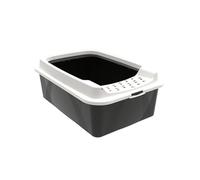 Rotho MyPet Eco Bonnie Bac à litière pour Chat avec entrée supérieure en Plastique recyclé Noir/Blanc Taille M 57,2 x 39,3 x 20,9 cm