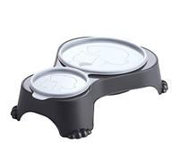 Rotho MyPet Sally Double bol d'alimentation avec couvercle, Plastique (PP) sans BPA, anthracite, 1l + 0.28l (32.0 x 23.7 x 7.0 cm)