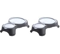 Rotho MyPet Sally Double Bol d'alimentation avec Couvercle, Plastique (PP) sans BPA, Anthracite, 1l + 0.28l (32.0 x 23.7 x 7.0 cm) (Lot de 2)