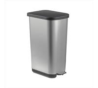 Rotho Orbe Poubelle de 55 l, avec couvercle et pédale, en plastique (PP) facile d'entretien, sans BPA, 50 l (42,3 x 31,7 x 67,6 cm) (carbone)