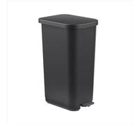 Rotho Orbe Poubelle de 55 l, avec couvercle et pédale, en plastique (PP) facile d'entretien, sans BPA, noir, 50 l (42,3 x 31,7 x 67,6 cm)