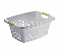 Rotho Panier à linge 25L Flowers - Collecteur de linge - Panier à linge 50,5 x 38,3 x 21,8 cm - Boîte à linge en plastique - Panier de rangement Bac à linge