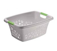 Rotho Panier à linge « Flowers » 50 l – 4 poignées, PP sans BPA – Gris 65,1×48,6×26,2 cm