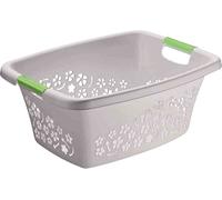 Rotho Flowers Panier à linge 50l avec 4 poignées, Plastique (PP) sans BPA, gris, 50l (65.1 x 48.6 x 26.2 cm)