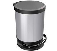 Rotho Paso Poubelle 20l avec pédale et couvercle, Plastique (PP) sans BPA, argentmétallisé, 20l (35.7 x 30.2 x 43.2 cm), Argent Métallisé