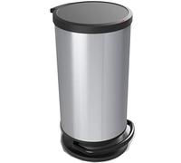 Rotho Paso Poubelle 30l avec pédale et couvercle, Plastique (PP) sans BPA, argentmétallisé, 30l (35.7 x 30.2 x 59.2 cm)
