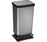 Rotho Paso Poubelle 40 l avec pédale et couvercle, plastique PP sans BPA, carbone, 35,3 x 29,5 x 67,6 cm