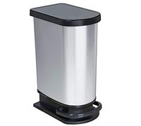 Rotho Paso Poubelle 50 l avec Pédale et Couvercle à Charnière, Plastique (PP) sans BPA, Argent Métallisé, 50 l (44,0 X 29,0 X 67,0 cm)
