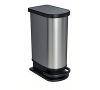 Rotho Paso Poubelle 50 l avec Pédale et Couvercle à Charnière, Plastique (PP) sans BPA, Carbone Métallique, 50 l (44,0 X 29,0 X 67,0 cm)