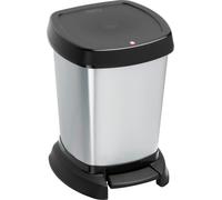 Rotho Paso poubelle 6l pour la salle de bain avec couvercle, plastique (PP) sans BPA, argent métallisé, 6l (23,4 x 21,9 x 29,2 cm)
