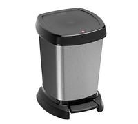Rotho Paso Poubelle 6l pour la salle de bain avec pédale et couvercle, Plastique (PP) sans BPA, carbonemétallique, 6l (23.4 x 21.9 x 29.2 cm)