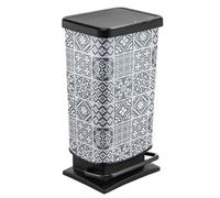 Rotho Paso Poubelle à pédale Carrelage 40L Gris/Noir