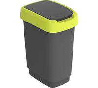 Poubelle pour les dechets Swing Rotho Twist 10L noir et vert lime jaune G