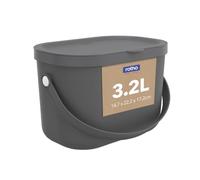 Rotho Poubelle pour collecte différenciée 3,2 L, anthracite, noir