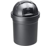 Rotho Roll Bob poubelle ronde 10l avec couvercle, Plastique (PP) sans BPA, noir, 10l (26.5 x 26.5 x 39.5 cm)