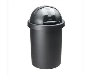 Rotho Roll Bob Poubelle Ronde 30L avec Couvercle, Plastique (PP) sans BPA, Noir, 30L (35,5 X 35,5 X 59,5 cm)