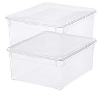 ROTHO Rotho Lot de 2 Pull Clear Box 18 L Couverture QR Code AppMyBox-2 x 18 L. Volume (Lxlxh) 40x33,5x17 cm Boîte de rangement transparente en plasti G
