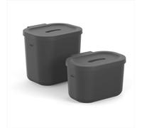 Rotho Salsa Lot de 2 poubelles biologiques (3,2 l + 6 l) avec couvercle, plastique, 3,2 l (22,1 x 16,7 x 14,2 cm), 6 l (23,5 x 20,2 x 20,8 cm) (L x l x H)