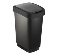 Rotho Salsa Poubelle 50 l avec couvercle, plastique (PP) sans BPA, noir recyclé, 50 l (40,1 x 29,8 x 60,2 cm)