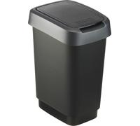 ROTHO Seau à couvercle basculant noir/anthracite, capacité : 10 litres, hauteur : 330 mm