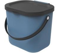 Rotho Albula Poubelle bio 6l avec couvercle et poignée pour la cuisine, Plastique (PP) sans BPA, bleu/anthracite, 6l (23.5 x 20.0 x 20.8 cm)