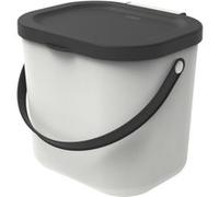 Rotho Albula Poubelle bio 6l avec couvercle et poignée pour la cuisine, Plastique (PP) sans BPA, vertclair/anthracite, 6l (23.5 x 20.0 x 20.8 cm)